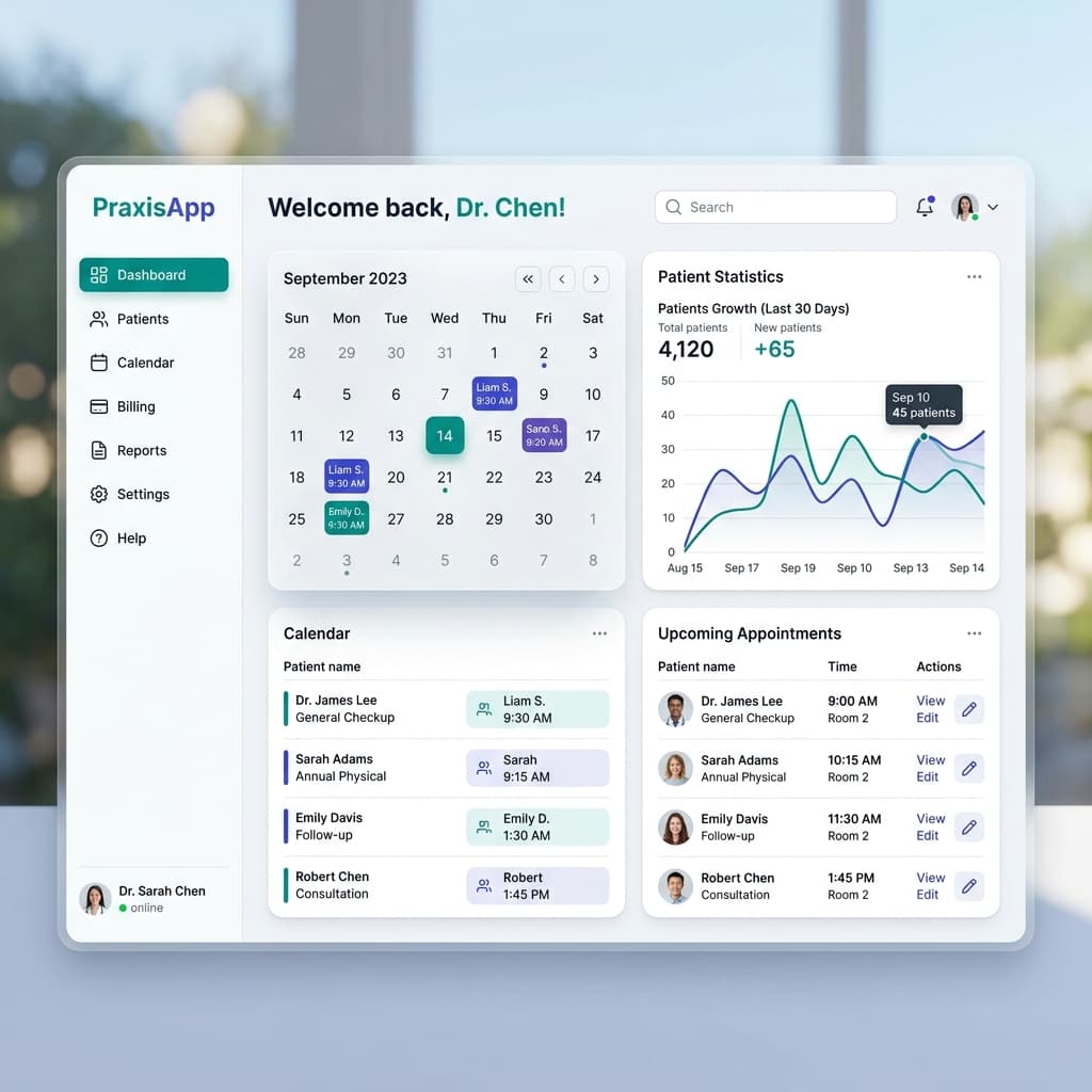 PraxisFirst Dashboard Mockup